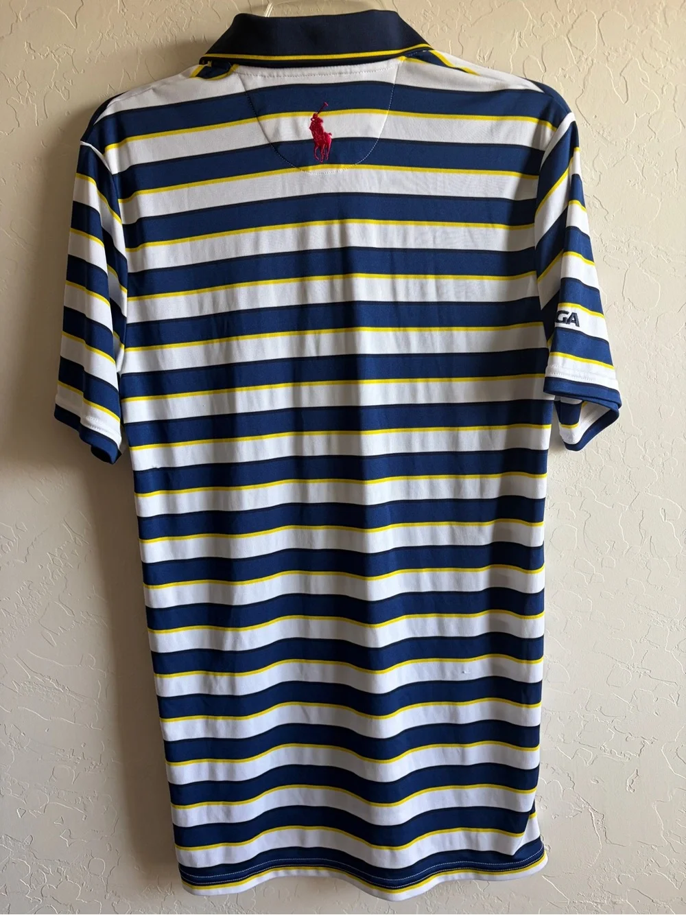 Ralph Lauren Navy, White & Yellow Striped Polo Shirt